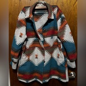Main Strip Multicolor Aztec Pea Coat